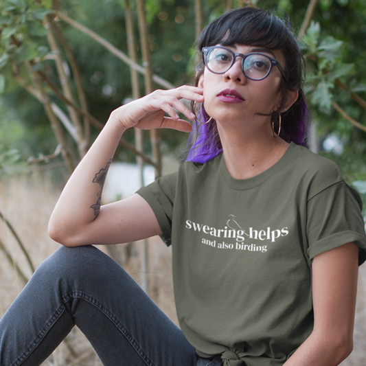 Swearing Helps (and Also Birding) T-Shirt